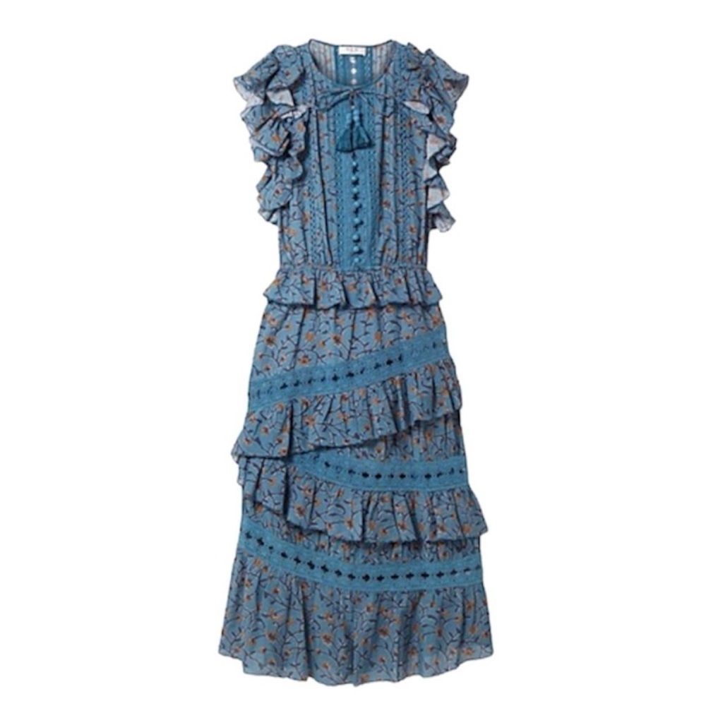 SEA New York Rosalie Ruffle Midi Dress
